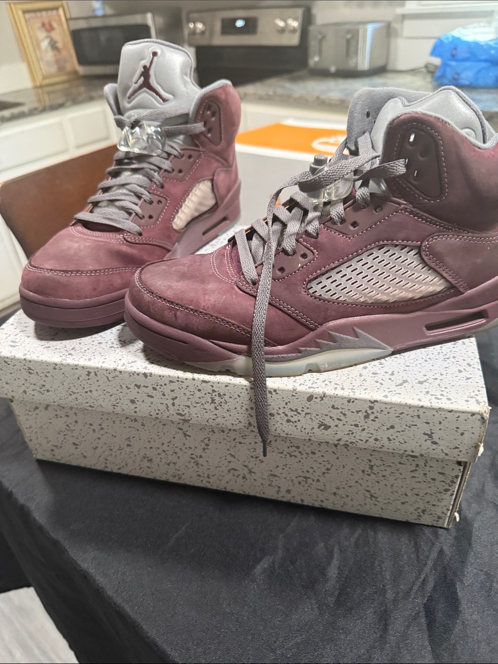 Jordan Burgundy Suede High-Top Sneakers